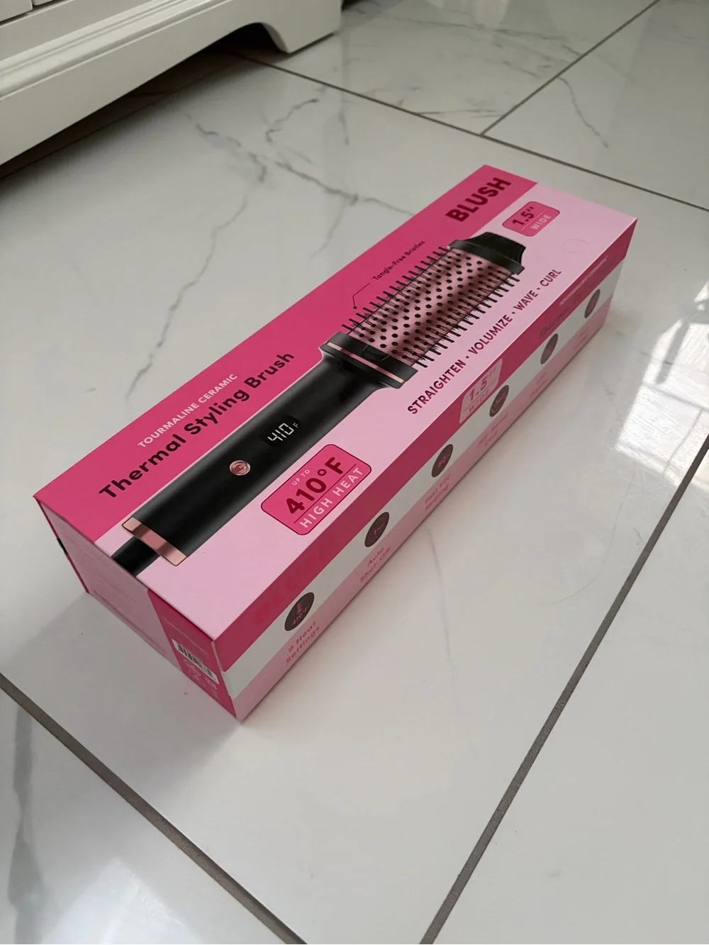 BLUSH Thermal Styling Brush 1.5” Tourmaline Ceramic 410°F Pink Black